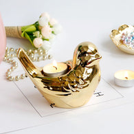 Ceramic Gold Bird Candlestick Candleholder for Home Decor