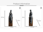 Dark bronze african women sculpture figurine seated with draped fabric on wooden base representing african societies decor