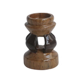 Rustic African Handcarved Tabletop Teak Wood Poised Candle Holder L8.5cm x W7.5cm x H12cm