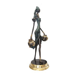 Hand Cast Bronze Statue of an African Woman Fetching Water in Pots | House Of Avana