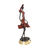  African Bronze Female Figurine Dancing in Red Dress | House Of Avana