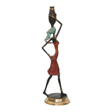 Vintage African Handcast Bronze Female Figurine Balancing a Pot of Water