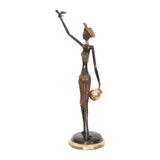 Sculpture Of An African Woman Admiring A Bird | House Of Avana
