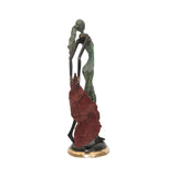 Vintage Handcast Bronze Figurine of an African Dancer in a Green Dress | House of Avana