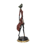African Elegant Bronze Female Figurine  in Red Dress | House of Avana