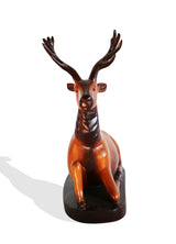 West African Teak Wood Hand Carved Wildlife Shaded Antelope Decorative Table Decor Centerpiece Sculpture L31cm x W15cm x H38cm