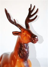 West African Teak Wood Hand Carved Wildlife Shaded Antelope Decorative Table Decor Centerpiece Sculpture L31cm x W15cm x H38cm