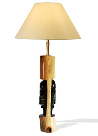 Handcrafted Floor Lamp with Carved African Mask | House Of Avana
