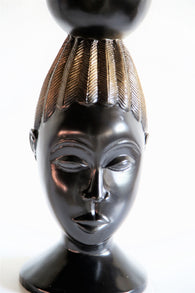 West African Hand Carved Table Lamp with Mask as Base | House Of Avana
