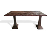 West African Furniture Hand Carved Red Acajou Hard Wood Weave Dining Table L200cm x W96cm x H86cm - African Furniture for Dining Room