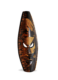 West African Wall Art Hand Carved Neem Wood Dark Large Spotted Rhinoceros Mask from Ghana L40cm x W41cm x H08cm - Famous African Mask for Wall Decor