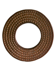 West African Wall Décor Artisan Crafted Small Round Sun Mirror Frame with Concentric Circles D40cm