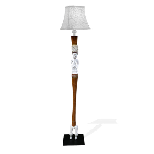 Hand-Crafted African Statue Daan White Lamp | House Of Avana