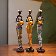African Sculpture 16.34in Women Tribal Lady Figurine Statue Decor Art Piece 
