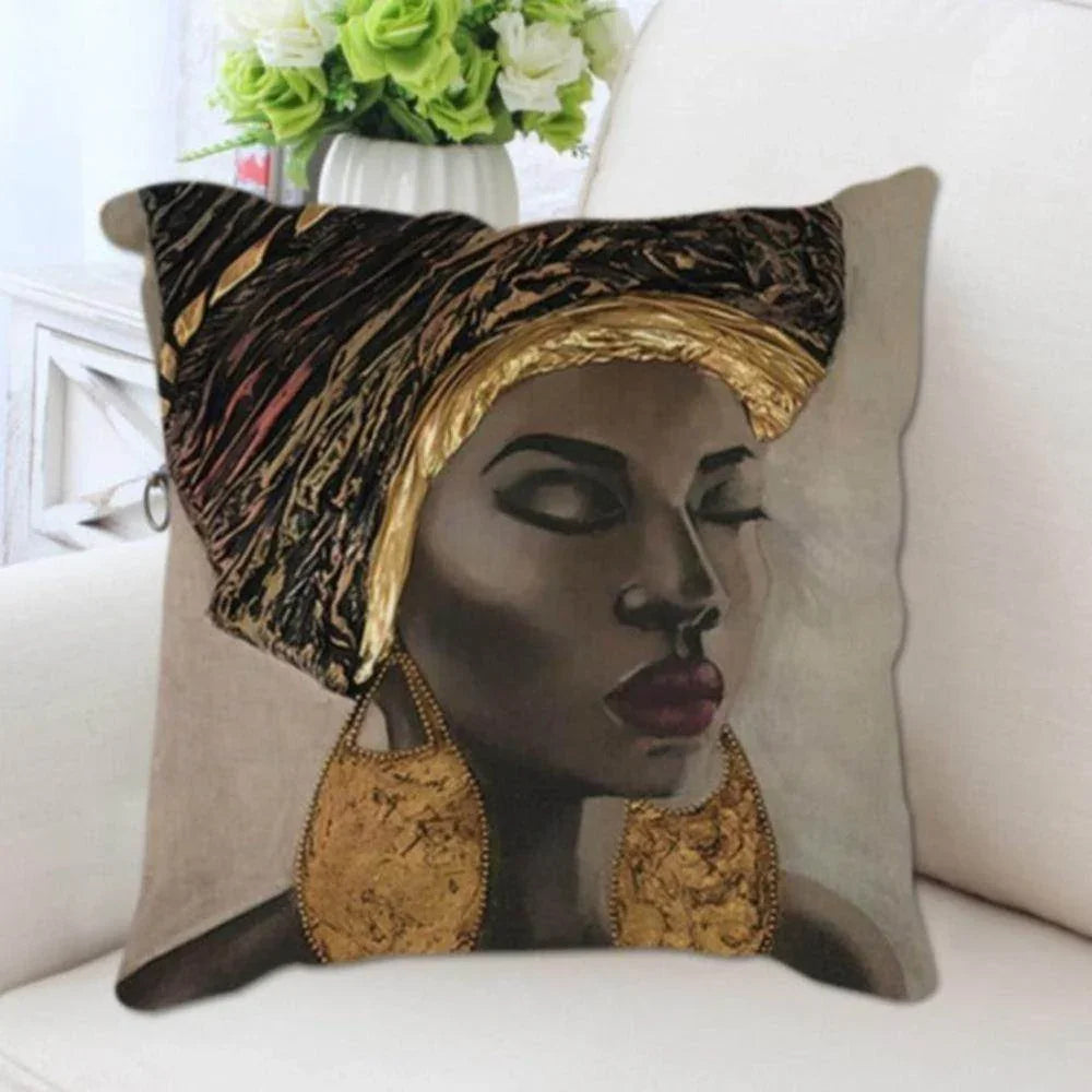 Abstract African Woman Poster Cushion Cover, front view - House Of Avana