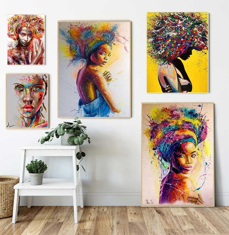 African Black Woman Graffiti Art Posters And Prints Abstract African Girl Canvas Paintings On The Wall Art Pictures Wall Decor - House of Avana