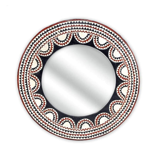 African Wall Decor Artisan Crafted Medium Sun Mirror Frame D80cm