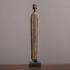 Rustic wooden figurine of a lady, tribal pattern, vintage finish - House of Avana