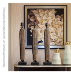 Rustic wooden figurine of a lady, tribal pattern, vintage finish - House of Avana