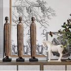 Rustic wooden figurine of a lady, tribal pattern, vintage finish - House of Avana