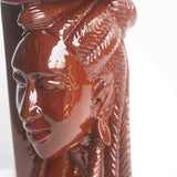 An Angelic Profile Hand carved West African Home Décor Table Lamp L11cm x W9cm x H57cm - Closeup of sculpting details