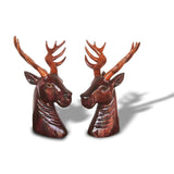 West African Hand Carved Acajou Wood Shaded Antelope Bust Wildlife Decorative Table Decor Centerpiece Sculpture L23cm x W27cm x H41cm