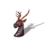 West African Hand Carved Acajou Wood Shaded Antelope Bust Wildlife Decorative Table Decor Centerpiece Sculpture L23cm x W27cm x H41cm