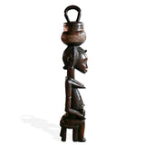 West African Vintage Traditional Baule Ethnic Hand Carved Female Statue Peau or Bowl Floor Sculpture L22cm x W22cm x H94cm