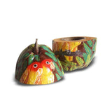 West African Coconut Natural Icebox Hand-painted parakeets L19cm x W18cm H24cm - Icebox for Kitchen & Dining, Dining & Entertaining Serveware