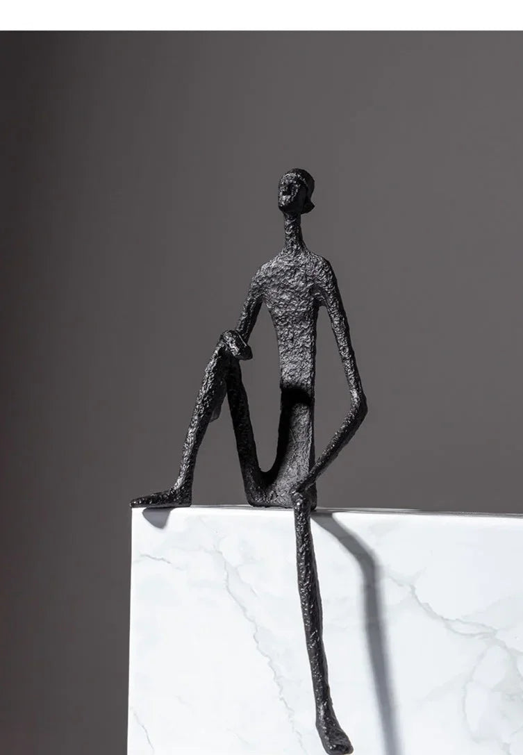 Modern Black Figure - Abstract Sitting Man Design, front view - House Of Avana