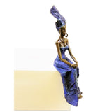 African Table Top Decor | Blue Bronze Female sculpture |  House of Avana