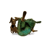 African Bronze Centerpiece | Masai Woman feeding her dog | House of Avana