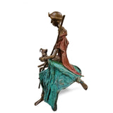 African Bronze Centerpiece | Masai Woman feeding her dog | House of Avana