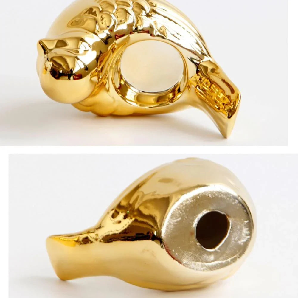 Gold ceramic bird candlestick, decorative candleholder - House of Avana