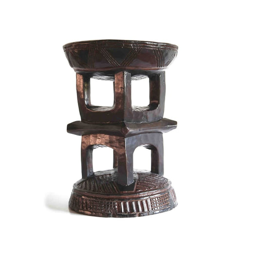 African Hand Carved Traditional Cylindrical Tabouret/Stool/End Table D35cmH50cm - Furniture for Living Room
