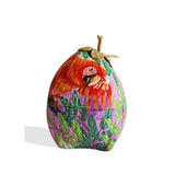 Stylized West African Stylized Red Parakeets Hand-painted on Natural Coconut Icebox L20cm x W20cm H25cm - Icebox for Kitchen & Dining, Serveware