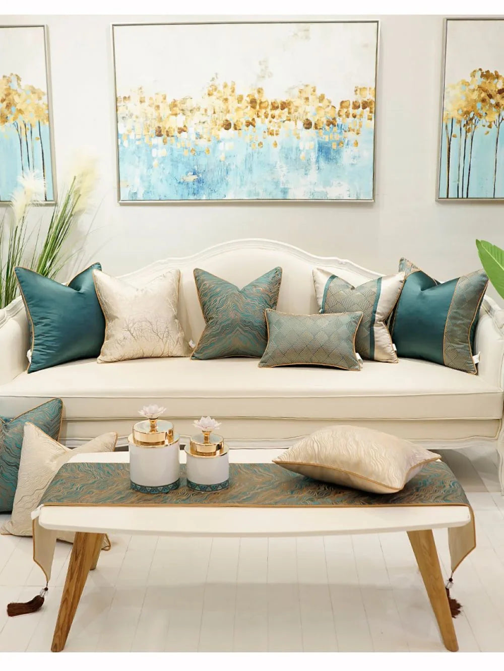 Luxury African Jacquard Cushion Cover for Home Decor, front view - House Of Avana