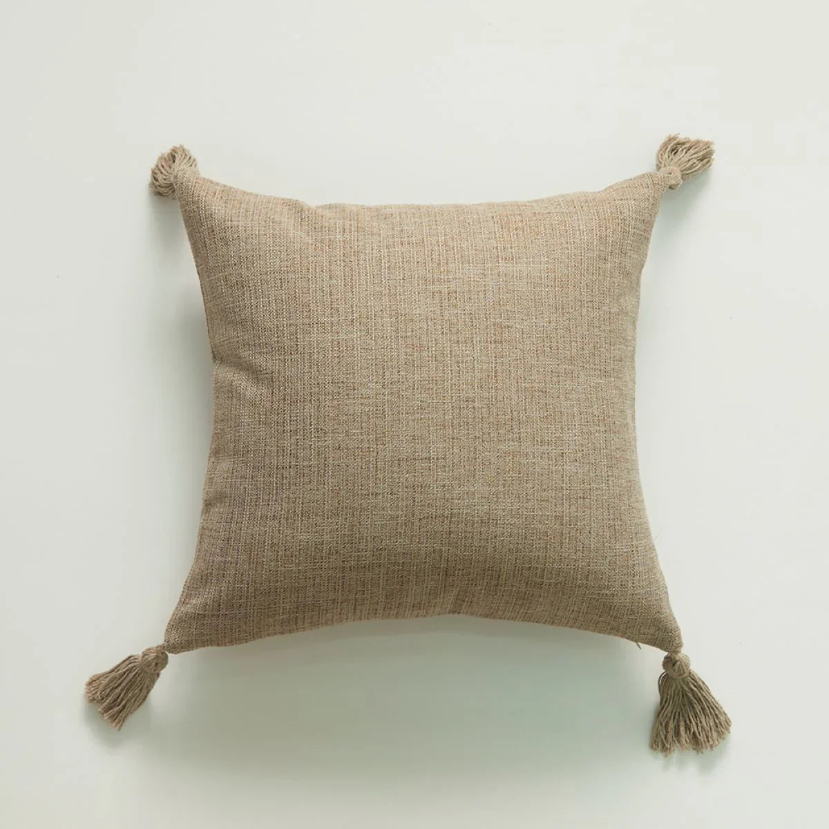 Solid Color Hemp Tassel Cushion Cover - House Of Avana