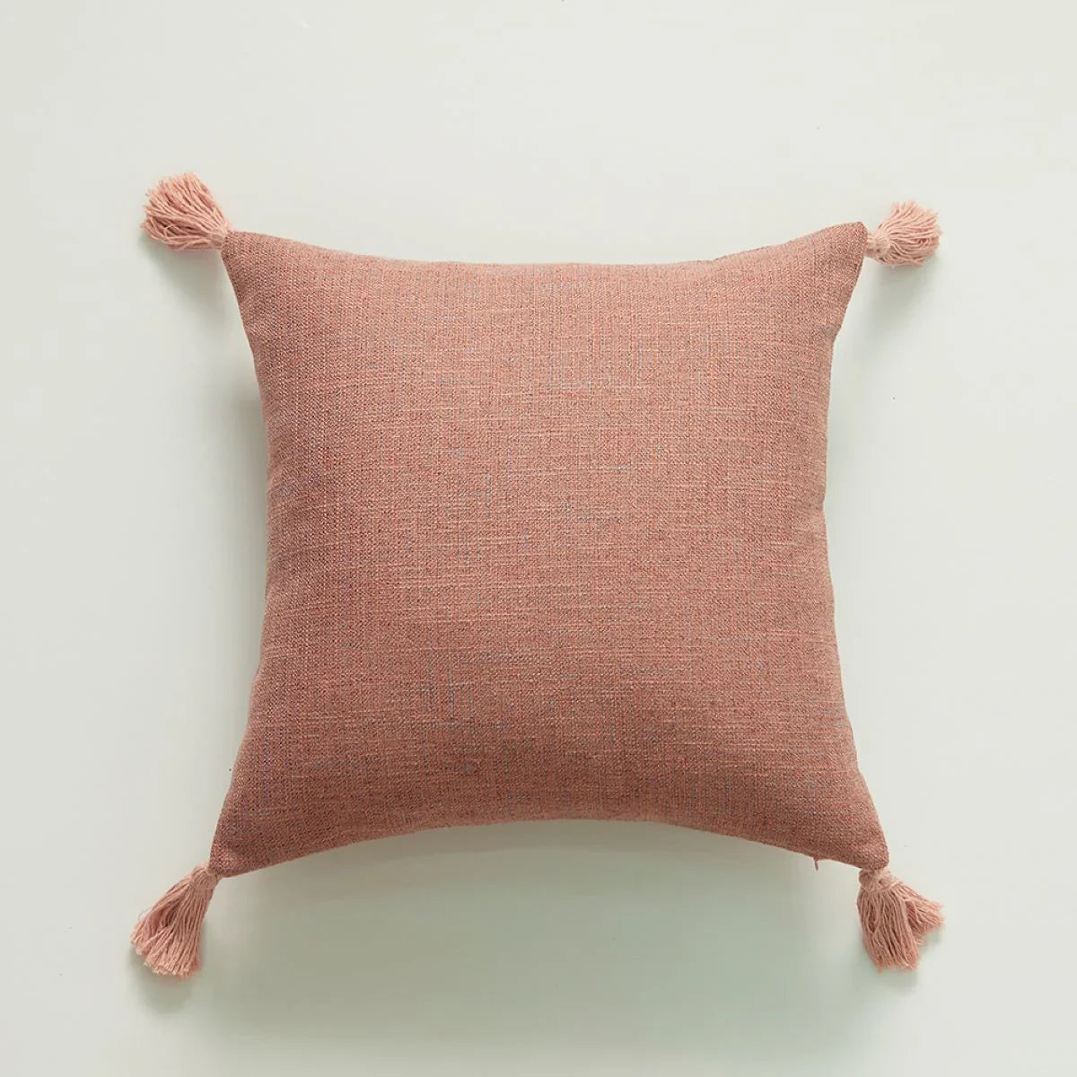 Solid Color Hemp Tassel Cushion Cover - House Of Avana