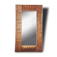 West African Wall Décor Hand Carved Malian Dogon Wall Art Mirror Frame Natural L120cm x W70cm - Wall Décor African Mirror Frame - House Of Avana
