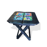 Ghanaian Square Folding Portable Table with Beaded Fauna Decor L40cmH50cm- African Furniture for Living Room