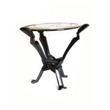 Hand-Carved Unity 3-legged Ghanaian Side Table with etched animal motif on top 41cmx45cm - African Furniture for Living Room