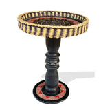 Ghanian Wooden And Straw Accent Table - Furniture Living Room