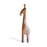 Hand Carved Teak Wood Contemporary Decor African Floor Sculpture Stylized Cream-Brown Distress Baby Giraffe L19cm x W11cm x H74cm