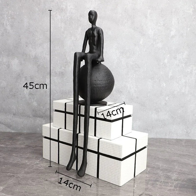 Modern Metal Figurine - Long-legged Thinker Gold, detail shot - House Of Avana