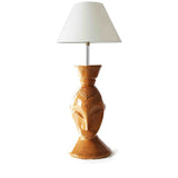 West African Teakwood Home Décor Hand Carved Vintage Gouro Mask Table Lamp L27cm x W15cm x H67cm