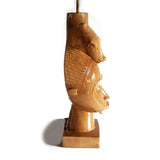 West African Vintage Home Décor Teakwood Root Hand Carved Gouro Mask with Ram on head Statue Table Lamp L27cm x W15cm x H67cm