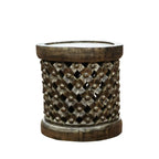 Hand Carved African Furniture Royal Cameroonian Bamileke 'Tabouret' or stool or End Side Table D40cm x H50cm - House Of Avana