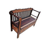 African Wooden Furniture Jungle Relics Seat Double-Hued L124cm x W45cm x H80cm - African Furniture for Living Room