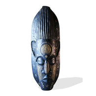 Large Ghanian Mask With Bronze Inlay - Wall Decor